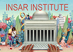 INSAR Institute Logo with person typing on keyboard surrounded by people