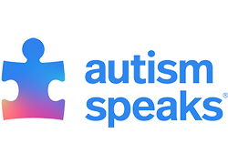 The words Autism Speaks with a colorful puzzle piece