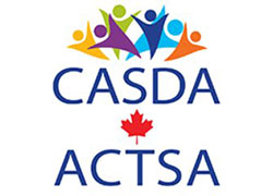 Canadian Autism Spectrum Disorder Alliance logo which includes colorful shapes with their hands raised and the Canadian Flag
