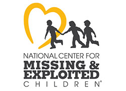 logo for the National Center of Missing and Exploited Children which includes silloutte of three young children.