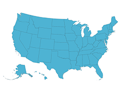 Blue map of united states