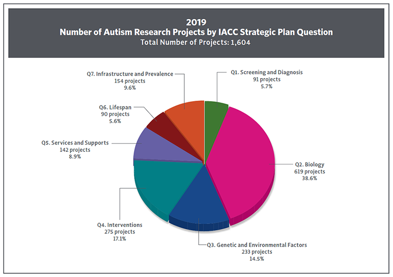 Pie chart showing 2019 research projects by iacc Strategic plan question