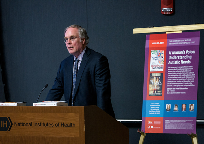 John Robison speaking at 2019 NIMH Special Event for Autism Awareness Month