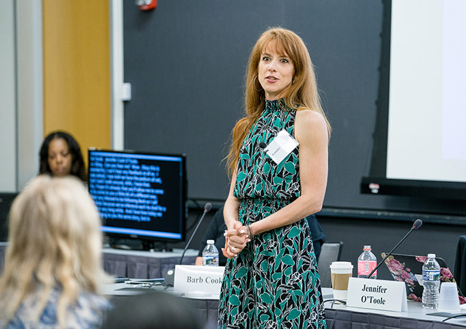 Jennifer O'toole speaking at 2019 NIMH Special Event for Autism Awareness Month